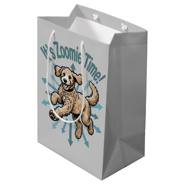 It’s Zoomie Time Golden Doodle Medium Gift Bag (Back Angled)