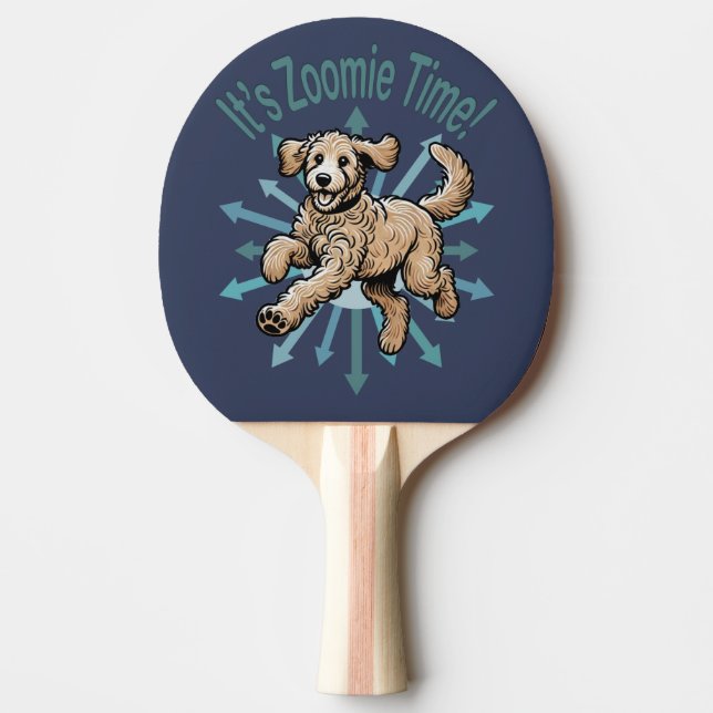 It’s Zoomie Time Golden Doodle Ping Pong Paddle (Front)