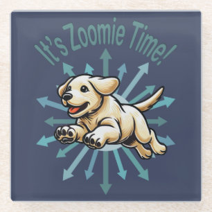 It’s Zoomie Time Golden Lab Glass Coaster