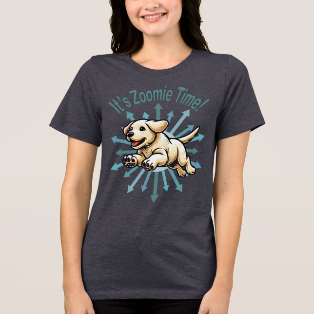 It’s Zoomie Time Golden Lab Tri-Blend Shirt (Front)
