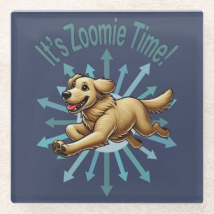 It’s Zoomie Time Golden Retriever Glass Coaster