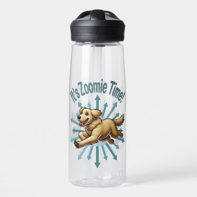 It’s Zoomie Time Golden Retriever Water Bottle (Front)