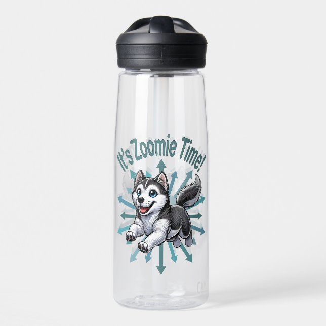 It’s Zoomie Time Husky Water Bottle (Front)