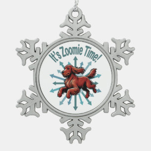 It’s Zoomie Time Irish Setter Snowflake Pewter Christmas Ornament