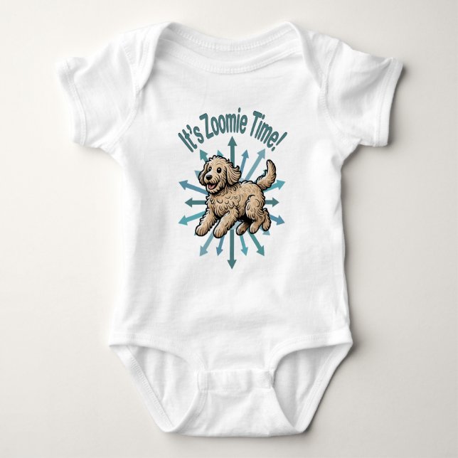 It’s Zoomie Time Labradoodle Baby Bodysuit (Front)