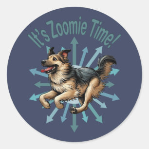 It’s Zoomie Time Large Mutt Classic Round Sticker