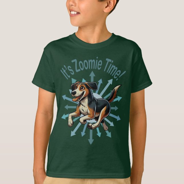 It’s Zoomie Time Medium Mutt T-Shirt (Front)