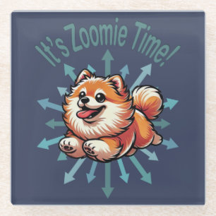 It’s Zoomie Time Pomeranian Glass Coaster