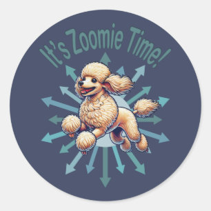 It’s Zoomie Time Poodle Classic Round Sticker