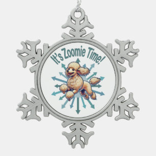It’s Zoomie Time Poodle Snowflake Pewter Christmas Ornament