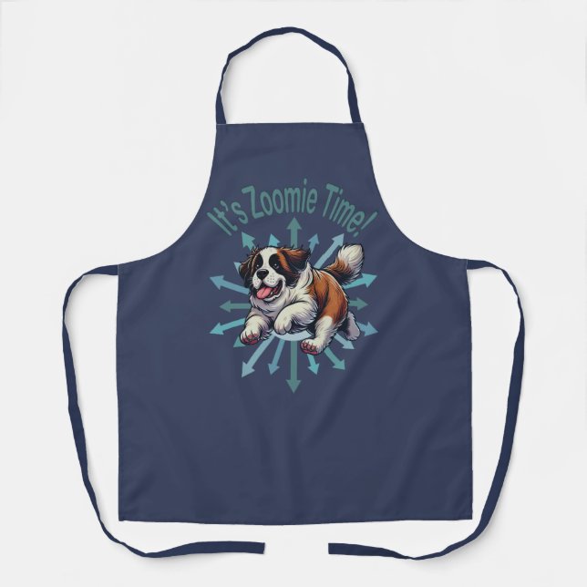 It’s Zoomie Time Saint Bernard Apron (Front)