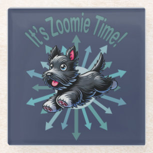 It’s Zoomie Time Scottish Terrier Glass Coaster