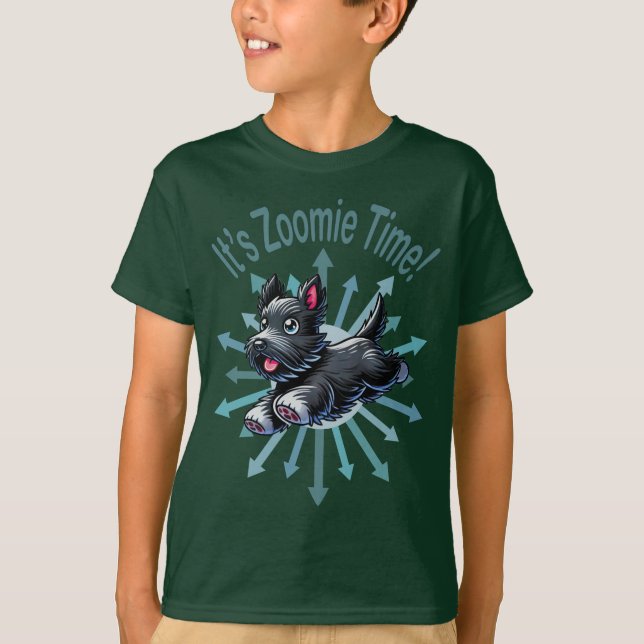 It’s Zoomie Time Scottish Terrier T-Shirt (Front)
