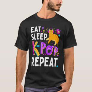 It Sleeps K Pop Repeat Cute Cat Korean Music Fan T-Shirt