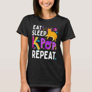 It Sleeps K Pop Repeat Cute Cat Korean Music Fan T-Shirt