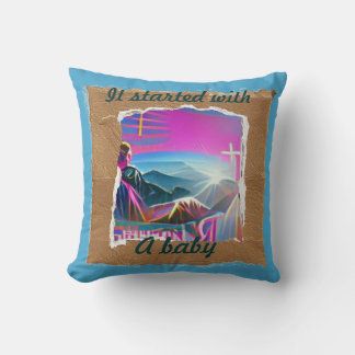 It started with a baby Christian Christmas collage Cushion