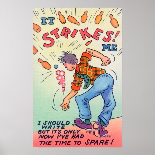 It Strikes Me, Cartoon Man Bowling Poster (Front)