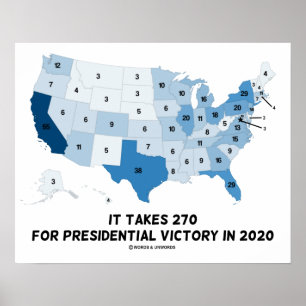 It Takes 270 For Presidential Victory In 2020 Map Poster