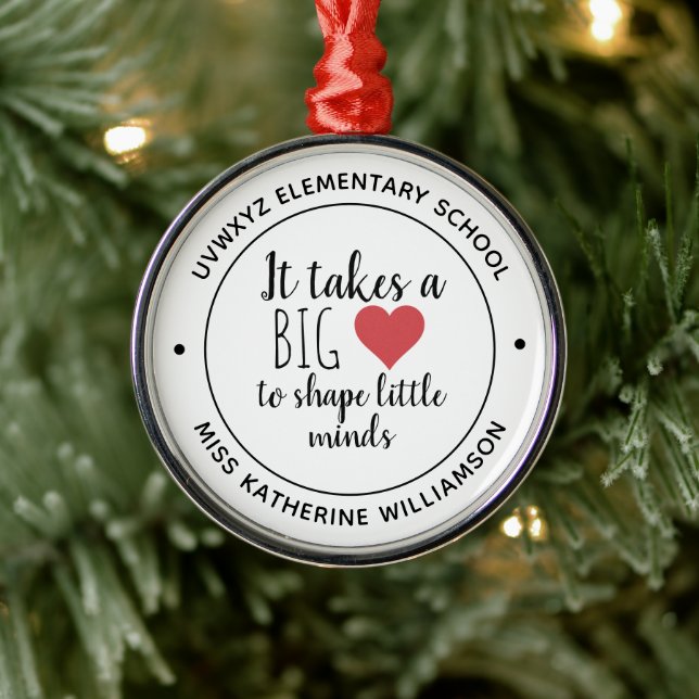 It Takes a Big Heart Teacher Appreciation Custom Metal Tree Decoration (Tree)