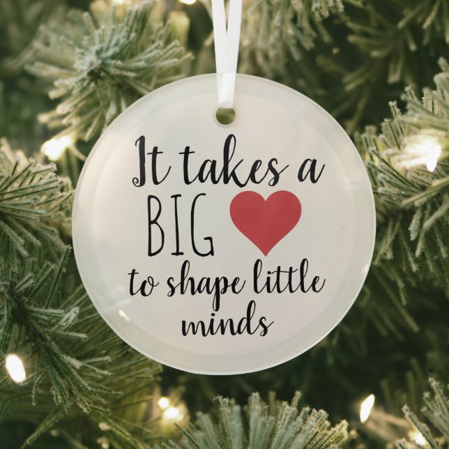 It Takes a Big Heart Teacher Appreciation Gifts Glass Tree Decoration (Insitu)