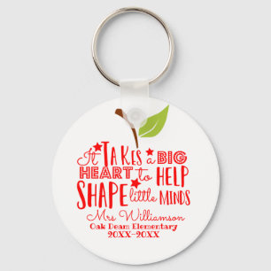 it takes a big heart to shape little minds apple key ring