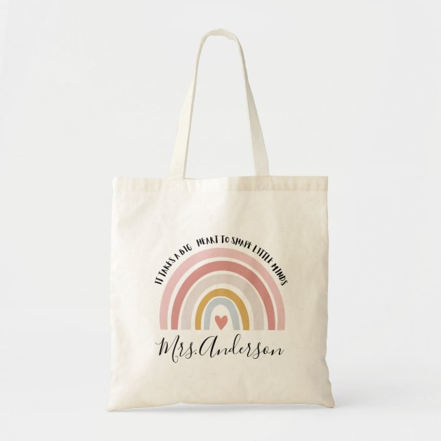 It Takes A Big Heart To Shape Little Minds, Custom Tote Bag (Front)