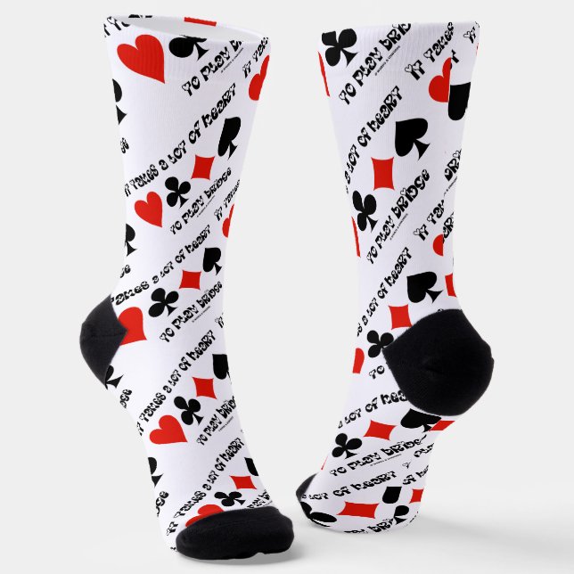 It Takes A Lot Of Heart To Play Bridge Socks (Angled)