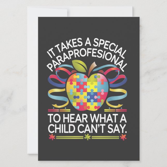 It Takes a Special Paraprofessional Autism  Invitation (Front)