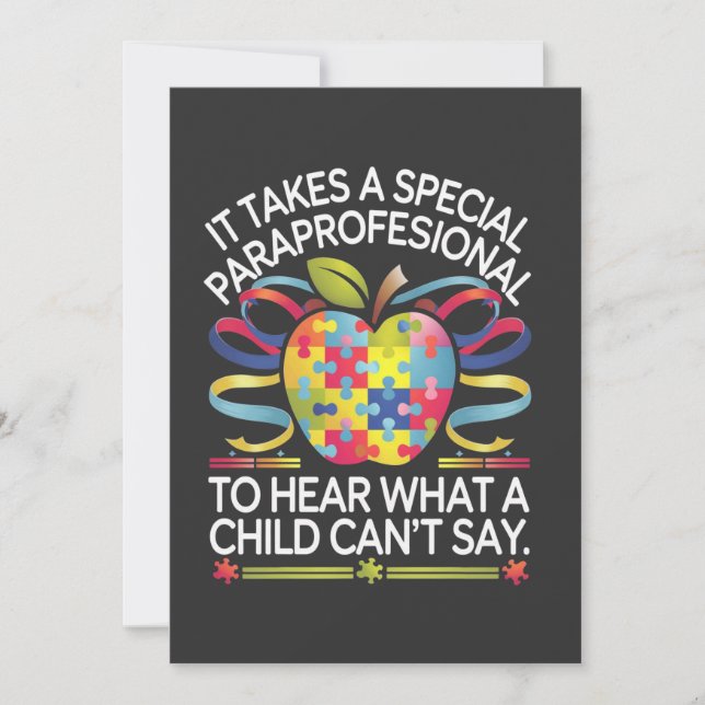 It Takes a Special Paraprofessional Autism  Save The Date (Front)