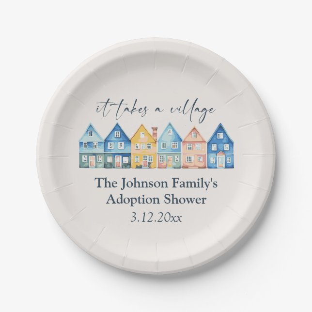 "It Takes A Village" Adoption / Foster Shower  Paper Plate (Front)