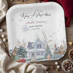 It takes a Village Baby Shower invitation Paper Plate