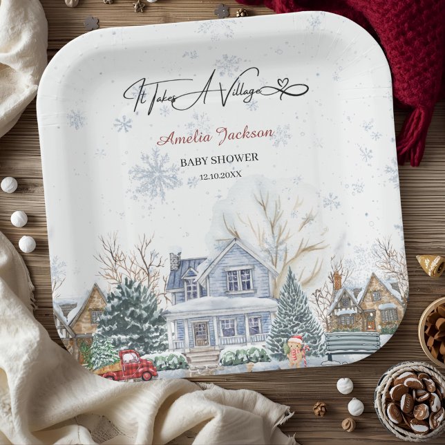 It takes a Village Baby Shower invitation Paper Plate (Creator Uploaded)