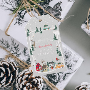 It Takes A Village Car Grey Baby Shower Gift Tags