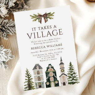 It Takes a Village Christmas Baby Shower Invitation