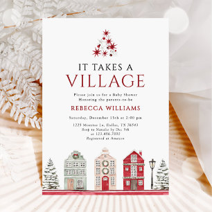 It Takes a Village Christmas Baby Shower Invitation