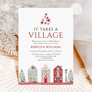 It Takes a Village Christmas Baby Shower Invitation