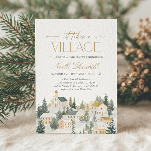 It Takes a Village Christmas Baby Shower Invitation