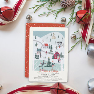 It Takes A Village Christmas Holiday Baby Shower Card