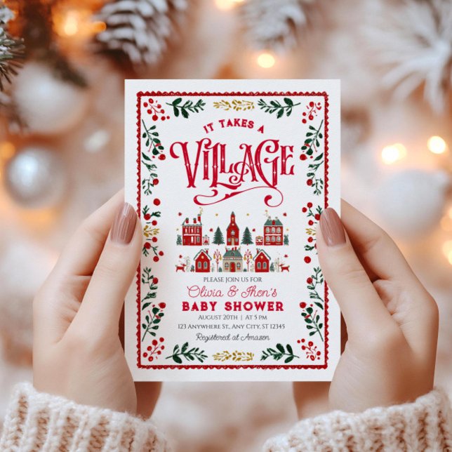 It Takes A Village Christmas Town Baby Shower  Invitation (Creator Uploaded)
