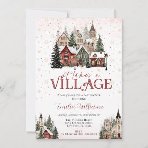 It Takes a Village Chritsmas Baby Shower Invitation