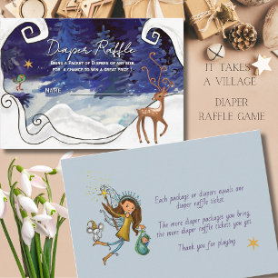 It Takes a Village Diaper Raffle Ticket Ice Blue Enclosure Card