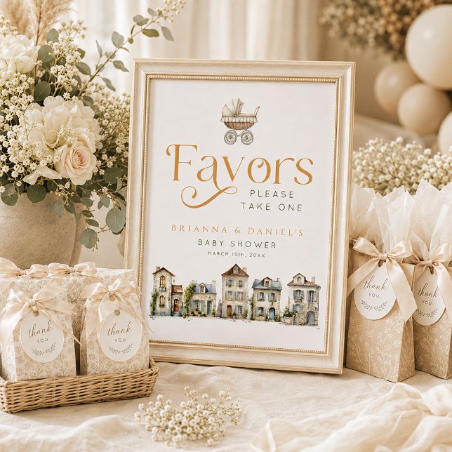 It Takes a Village Favours Please Take One Sign (Elegant Baby Shower Favor Table)