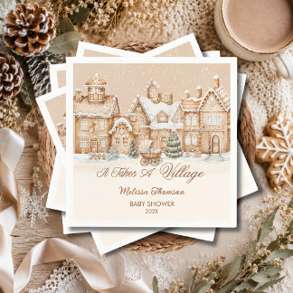 It Takes A Village Gingerbread Winter Baby Shower Napkin