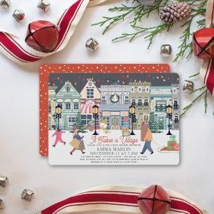 It Takes A Village Holiday Town Baby Shower Card