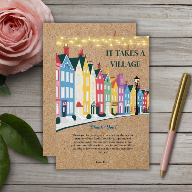 It takes a Village Modern Craft Baby Shower Thank You Card (Creator Uploaded)