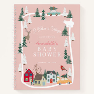 It Takes A Village Pink Baby Shower Guest Book