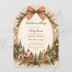 It takes a Village Rustic Winter Baby Shower Invitation