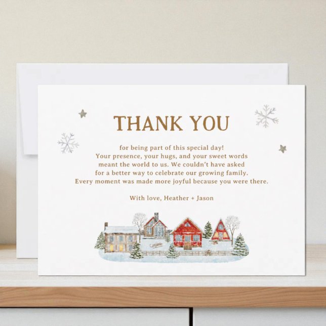 It Takes A Village Snowy Baby Shower Thank You Card (Creator Uploaded)
