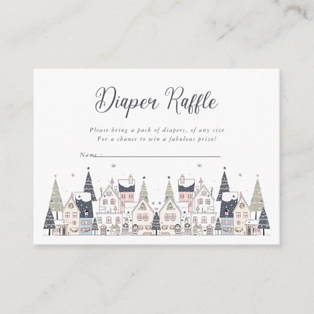 It Takes a Village Snowy Whimsical Baby Shower  Enclosure Card (Front)