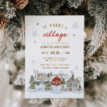 It Takes a Village Snowy Winter Baby Shower Invitation<br><div class="desc">It Takes a Village Snowy Winter Baby Shower Invitation</div>